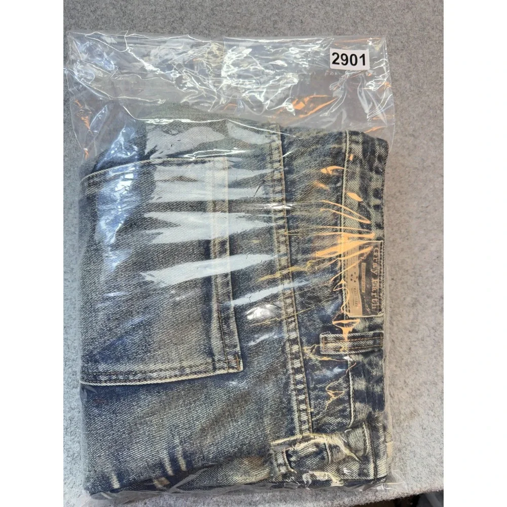 Gray‎ Earth Jeans Mens 40x33 Moto Biker Distressed Wash Zip Pockets Grunge